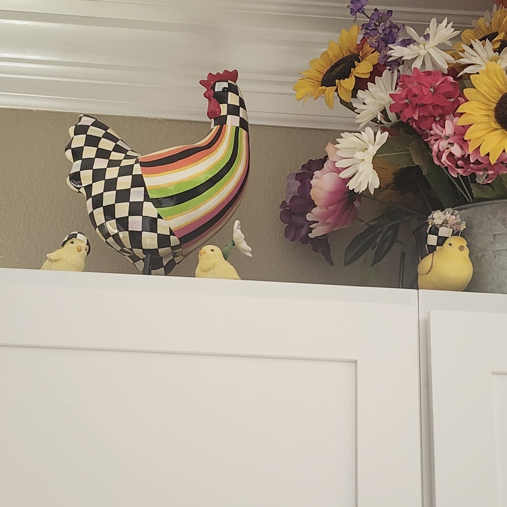 Colorful Checkered Rooster Figurine